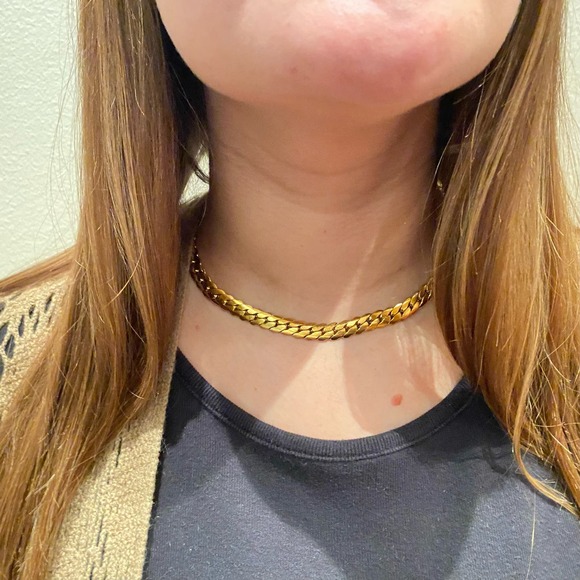 SHABA 18K Gold Plated Stainless Steel Braided Bone Chain Necklace Gold Silver - Picture 3 of 11